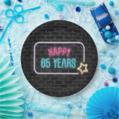 Neon 65th Birthday Marquee op Brick Wall Papieren Bordje (Feest)