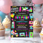 Neon 80s Anniversaire Fête Invitation