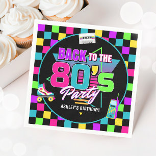 Neon 80s Retro Glow Throwback Verjaardag servetten