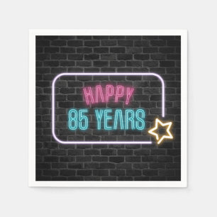 Neon 85th Birthday Marquee op Brick Wall Napkins Servet
