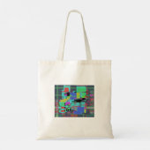 neon 90s rasterontwerp 80s tote bag (Achterkant)