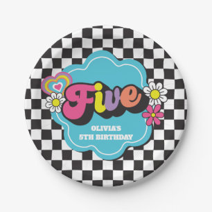 Neon 90s Retro 5e verjaardag Papieren Bordje