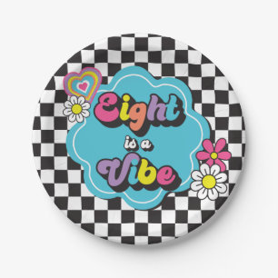 Neon 90s Retro Acht is een Vibe 8e verjaardag Papieren Bordje