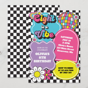 Neon 90s Retro Eight is een Vibe 8ste verjaardag Kaart