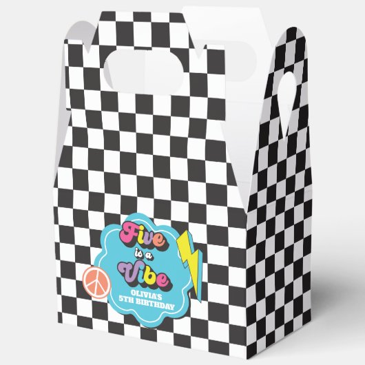 Neon 90s Retro Five viert vijfde verjaardag Bedankdoosjes (Open)