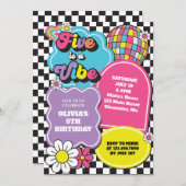 Neon 90s Retro Five viert vijfde verjaardag Kaart (Voorkant / Achterkant)