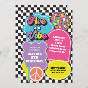 Neon 90s Retro Five viert vijfde verjaardag Kaart