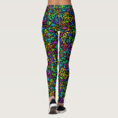 Neon 90s Squiggle Scribbles Naadloze Patroon Leggings (Achterkant)