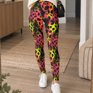 Neon Abstract Luipaardprint Leggings