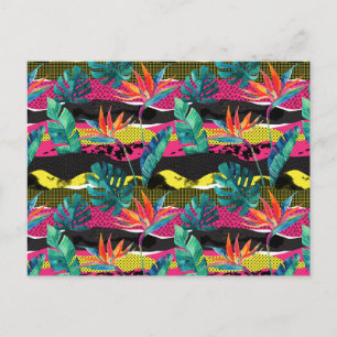 Neon Abstract tropisch textuur patroon Briefkaart