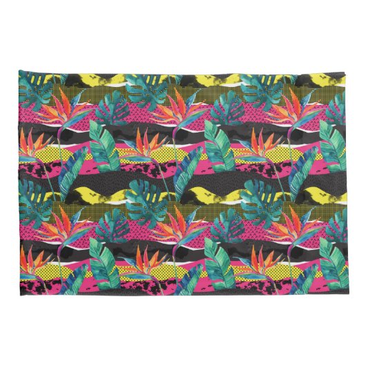 Neon Abstract tropisch textuur patroon Kussensloop (Achterkant-Rechts)