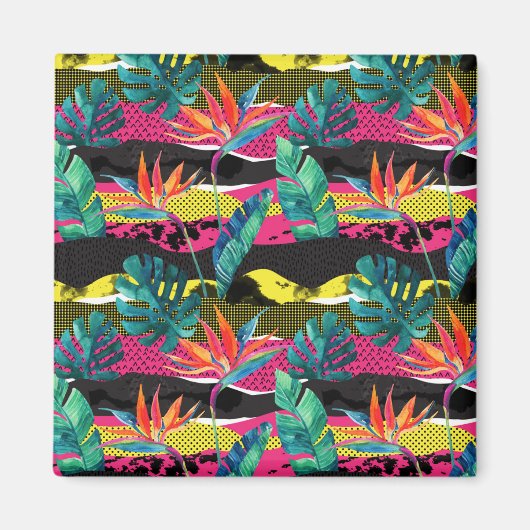 Neon Abstract tropisch textuur patroon Magneet (Voorkant)