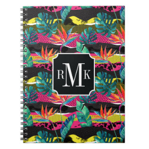 Neon Abstract tropisch textuur patroon Notitieboek
