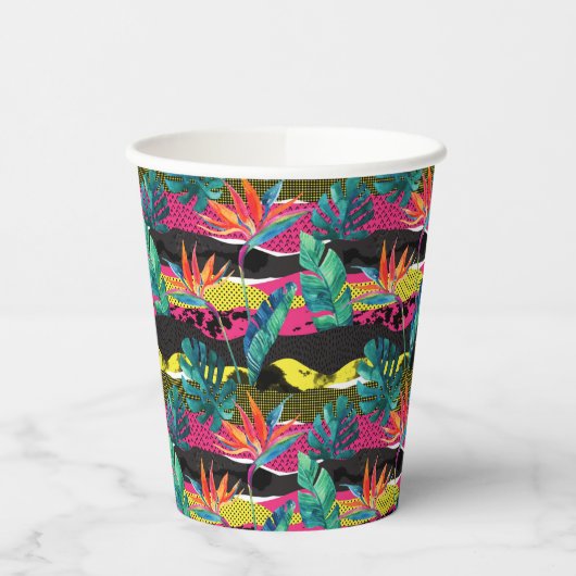 Neon Abstract tropisch textuur patroon Papieren Bekers (Links)
