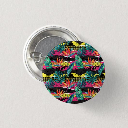 Neon Abstract tropisch textuur patroon Ronde Button 3,2 Cm (Voorkant /achterkant)