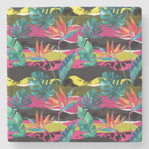 Neon Abstract tropisch textuur patroon Stenen Onderzetter