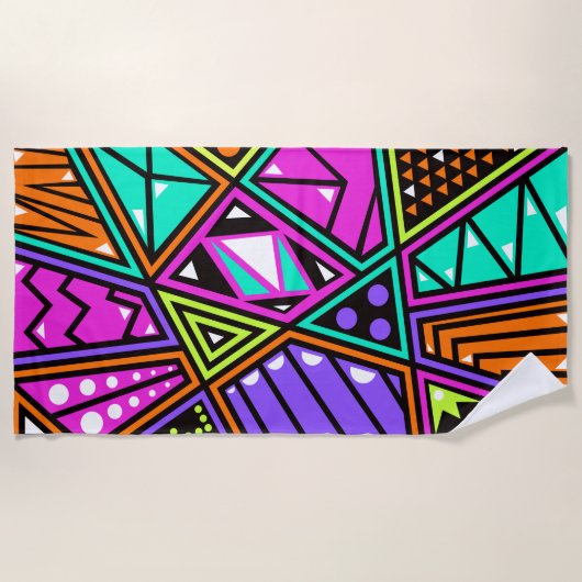neon abstracte badhanddoek (Voorkant)