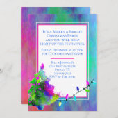 Neon Abstracte kerstfeestuitnodiging Kaart (Voorkant / Achterkant)