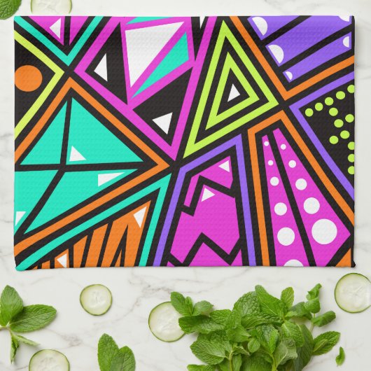 neon abstracte keukenhanddoek (Gevouwen)