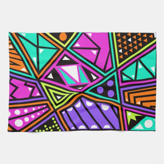 neon abstracte keukenhanddoek (Horizontaal)