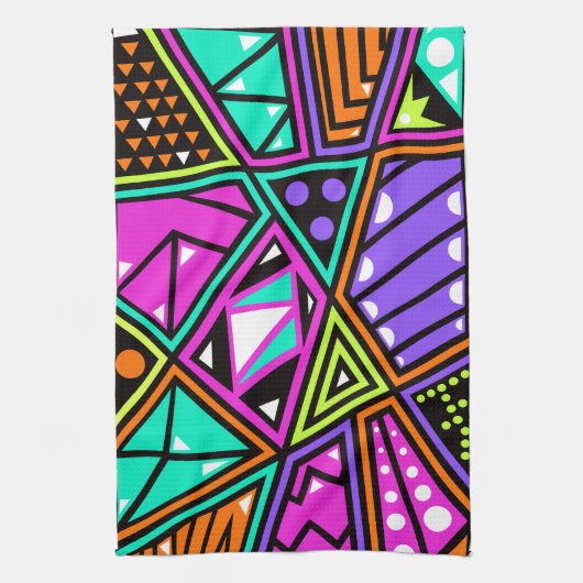 neon abstracte keukenhanddoek (Verticaal)