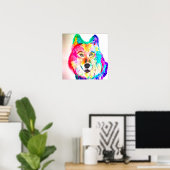 Neon abstracte wolf poster (Thuiskantoor)