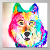 Neon abstracte wolf poster (Voorkant)
