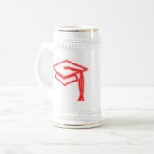 Neon Afstudeerder Pet Red Stein Bierpul (Voorkant links)