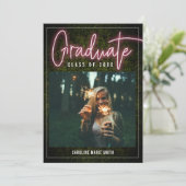 Neon Afstuderen Fotoklasse van Afstuderen Kaart (Staand voorkant)