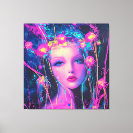 Neon Alien Goddess Canvas Afdruk