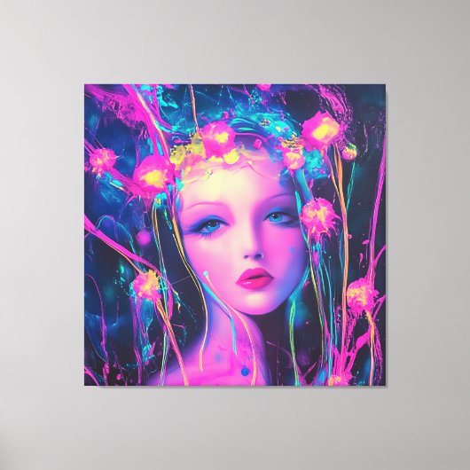 Neon Alien Goddess Canvas Afdruk (Voorkant)