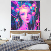 Neon Alien Goddess Canvas Afdruk (Insitu (Slaapkamer))