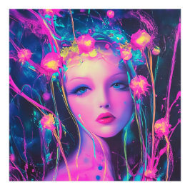 Neon Alien Goddess Foto Afdruk