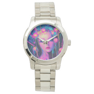 Neon Alien Goddess Horloge