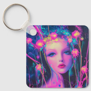 Neon Alien Goddess Sleutelhanger