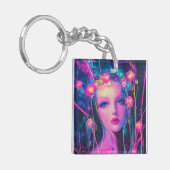 Neon Alien Goddess Sleutelhanger (Voorkant Links)