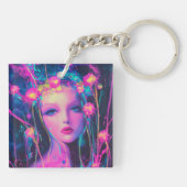 Neon Alien Goddess Sleutelhanger (Achterkant)