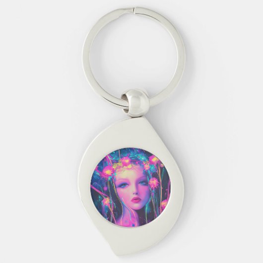 Neon Alien Goddess Sleutelhanger (Voorkant)