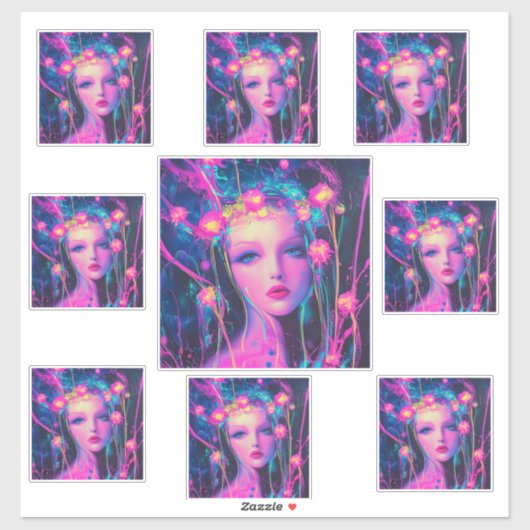 Neon Alien Goddess Sticker (Vel)