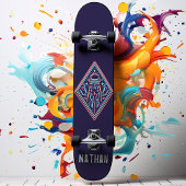 Neon Alien Invasion Persoonlijke naam Skateboard