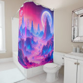 Neon Alien Planet Douche rideau | Sci-Fi Cosmic B (En situation)