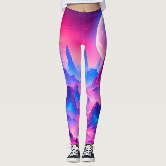 Neon Alien Planet Leggings |  Sportkleding (Voorkant)