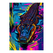Neon Alligator Moeras Kunst