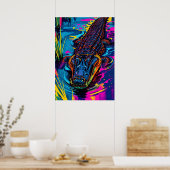 Neon Alligator Swamp Art Poster (Keuken)