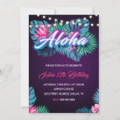 Neon Aloha Invitation Anniversaire (Devant)