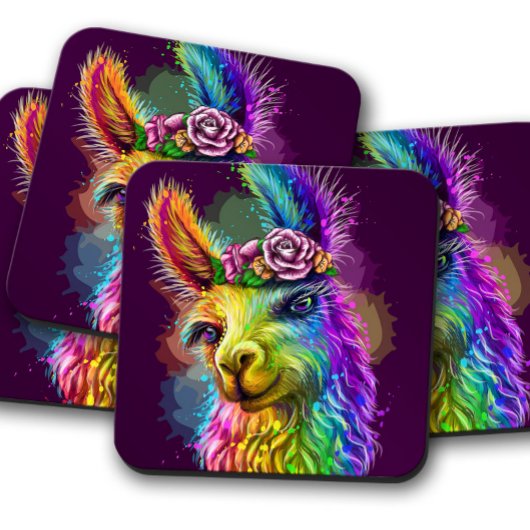 Neon Alpaca Animal | Leuke Alpaca Cork Onderzetter