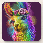 Neon Alpaca Animal | Leuke Alpaca Cork Onderzetter (Voorkant)