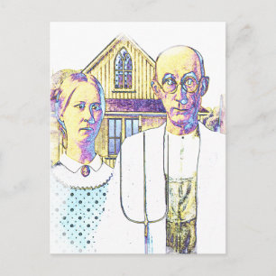Neon American Gothic met een twist Briefkaart
