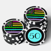 Neon Amerikaanse vlag aanpasbare poker chips (Opstapeling)