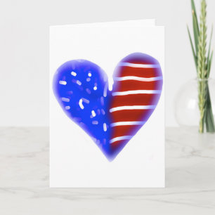 Neon Amerikaanse vlag hart Bedankkaart